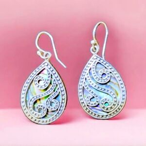 STERLING SILVER with ABALONE DROP Earrings by ARTISAN Hand-crafted